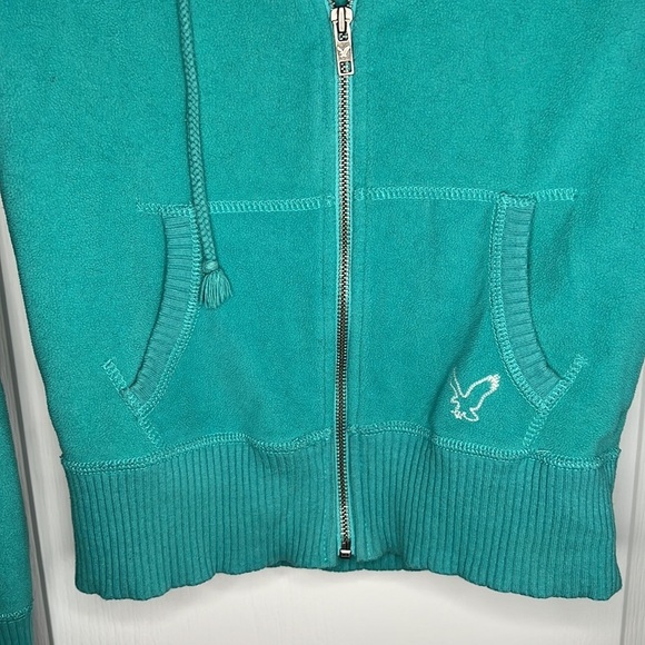 American Eagle Zipper Hoodie Jacket Teal Blue Extra Small - Picture 2 of 8